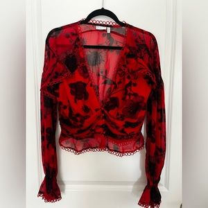 ASOS Ruffle Eyelet Blouse